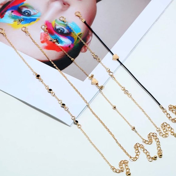 5-Layer Gold Heart Bracelet Anklets - Picture 4 of 9